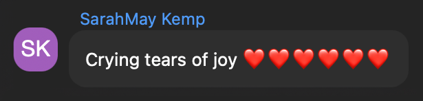 SarahMay Kemp: Crying tears of joy